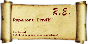 Rapaport Ernő névjegykártya